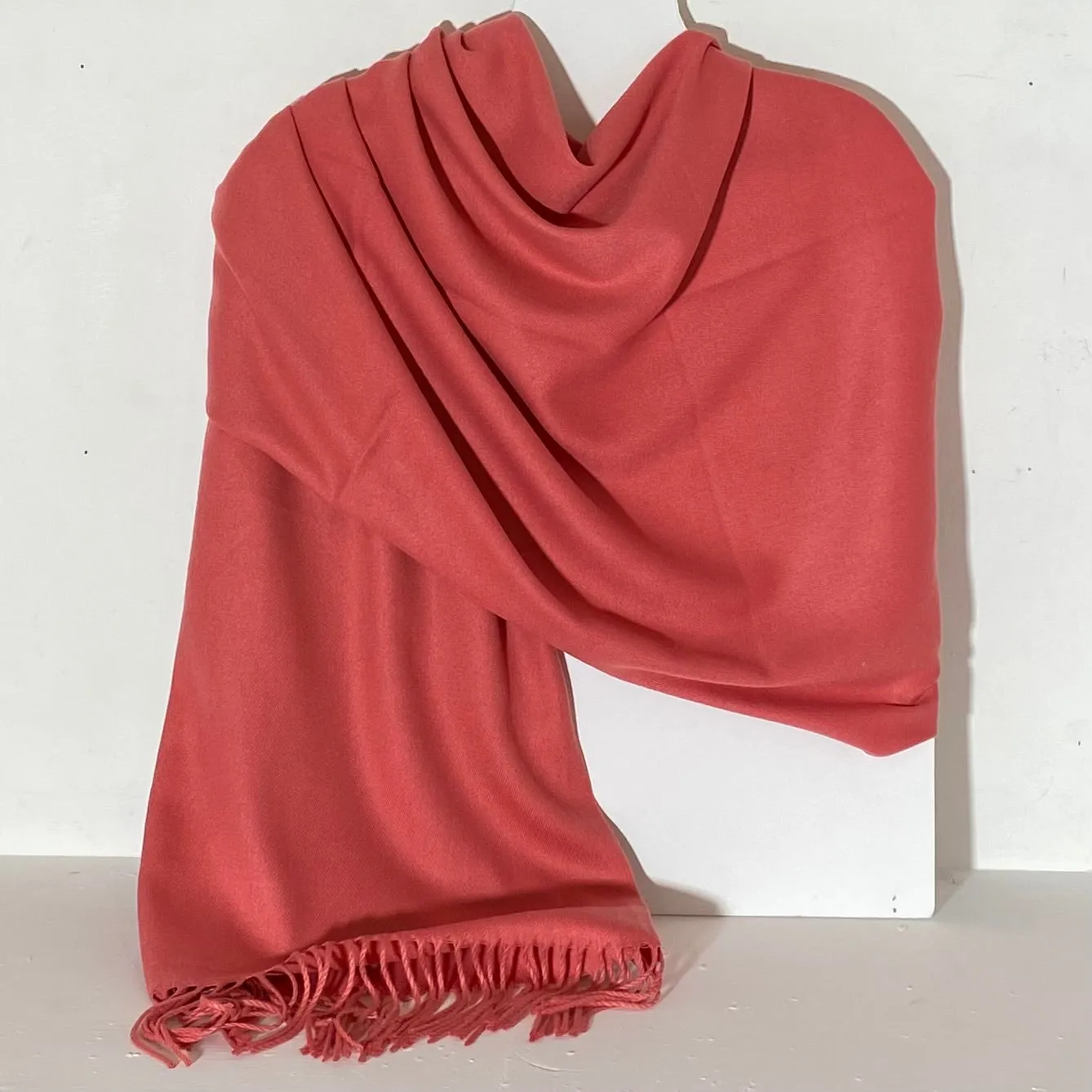 Aggie Cashmere Mix Wrap - Coral