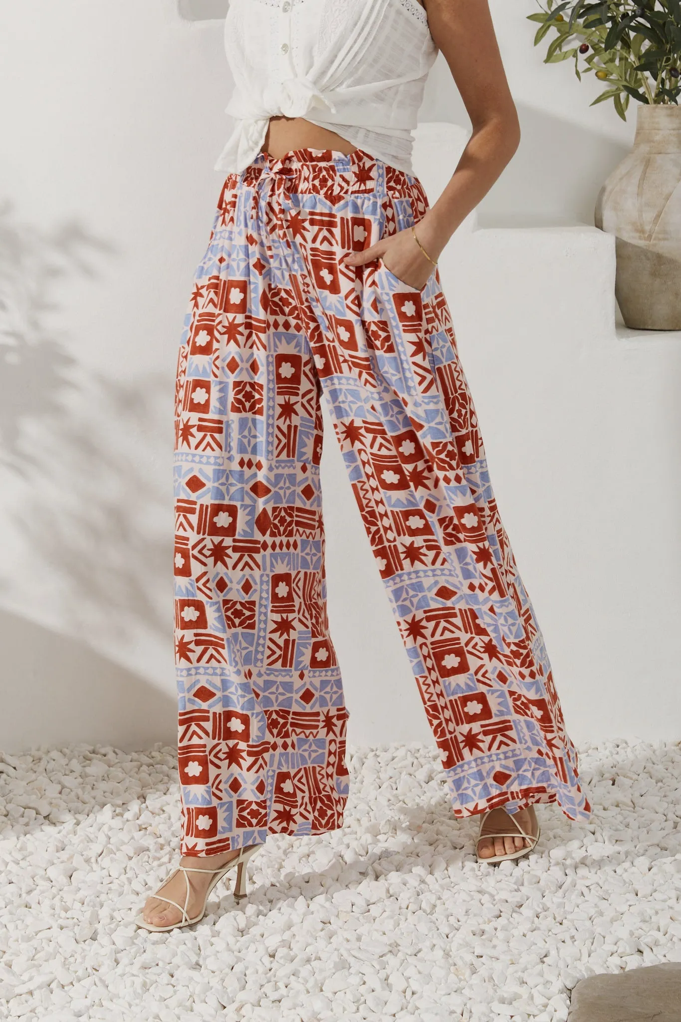 Ariadne Rust Abstract Wide Leg Pants