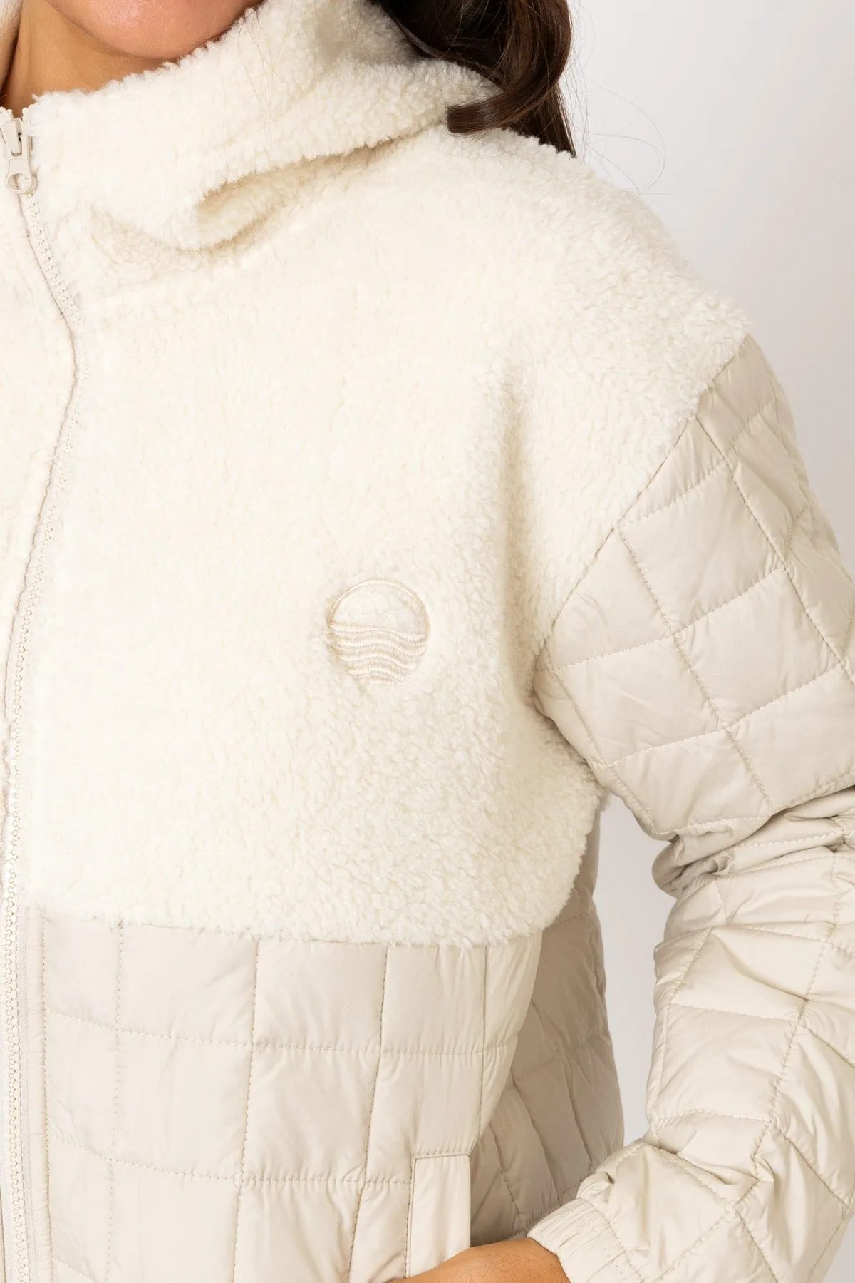 Beige Fleece Quilted Jacket