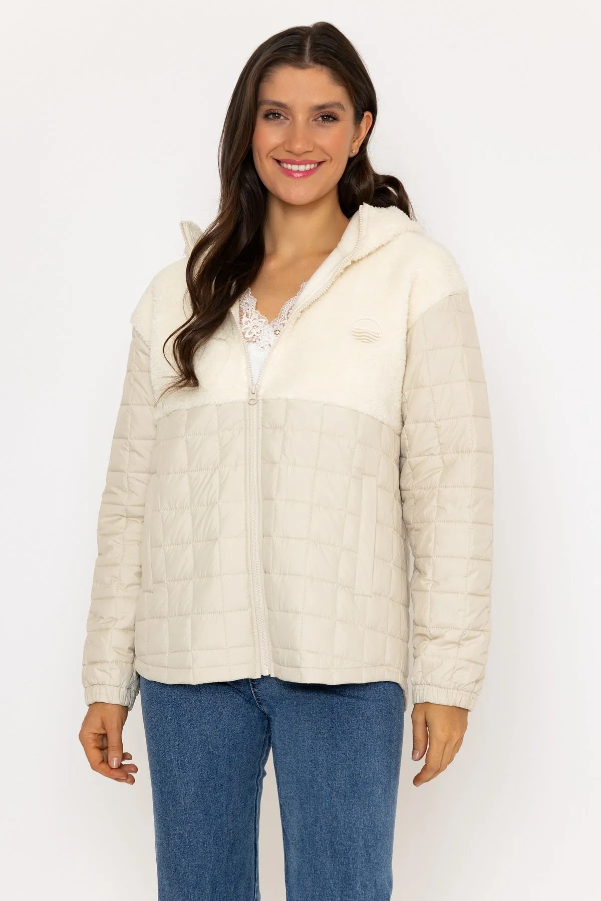 Beige Fleece Quilted Jacket