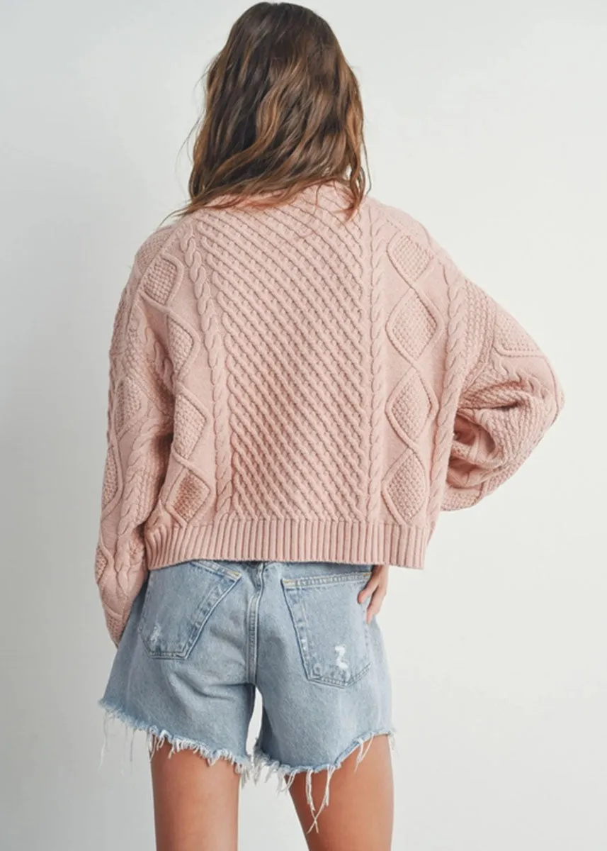 Benji Cable Knit Sweater - Blush