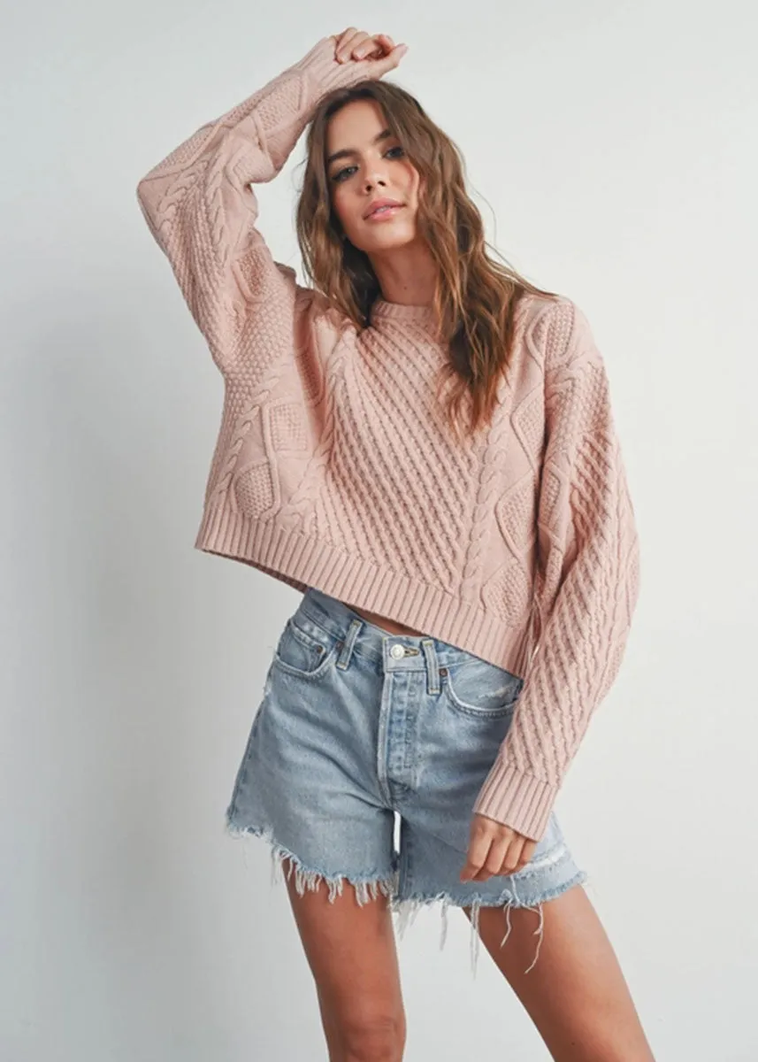 Benji Cable Knit Sweater - Blush