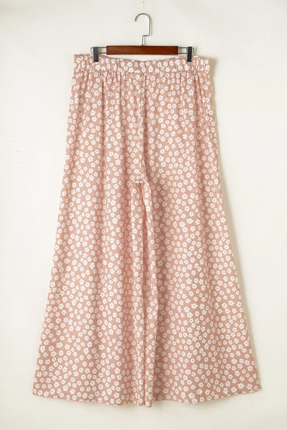 Boho Chic Khaki Floral Wide Leg Palazzo Pants