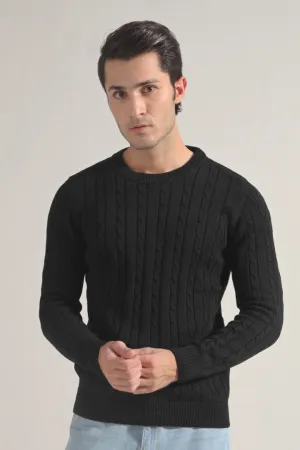 Cable Knit Sweater - Black