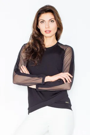 Chic Long Sleeve Blouse with Sheer Details - A Women's Wardrobe Staple