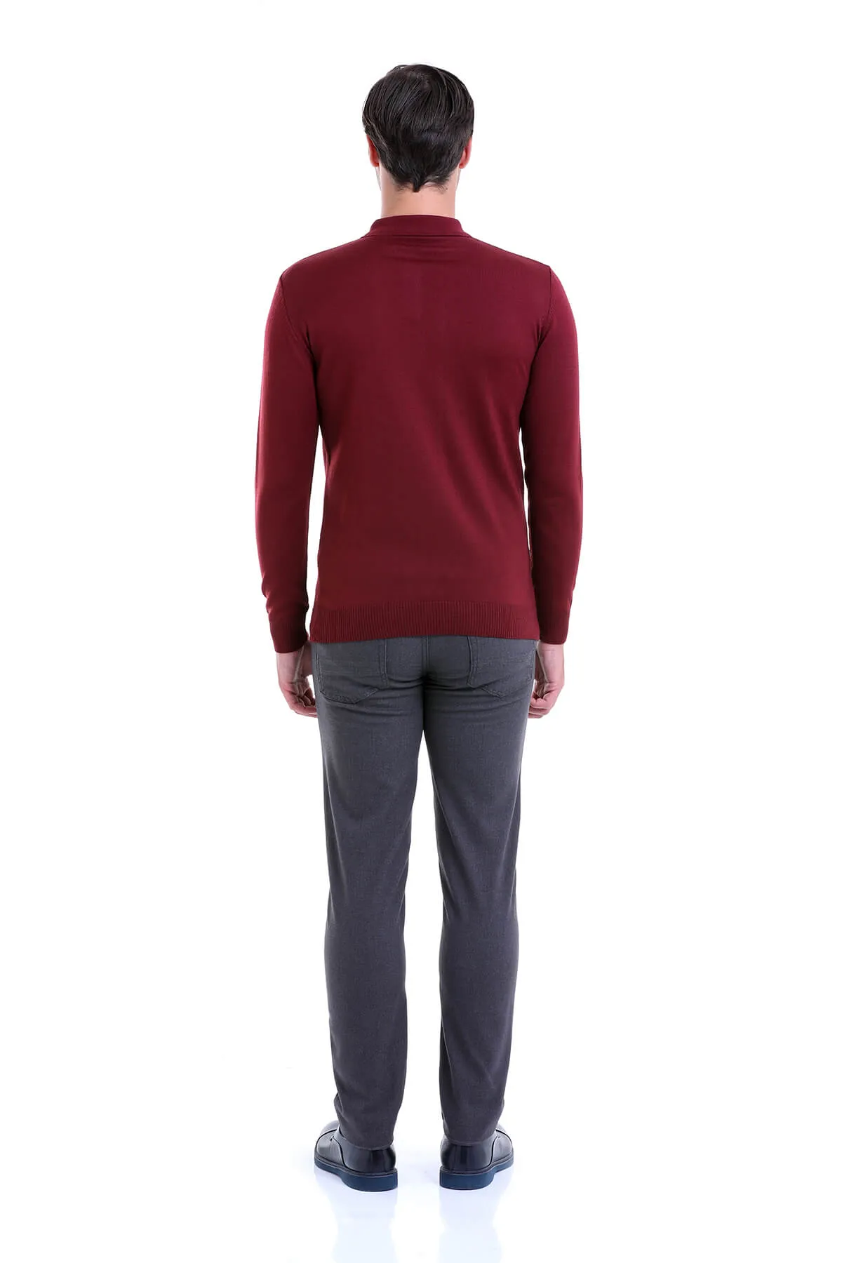 Comfort Fit Wool Blend Brick Polo Sweater