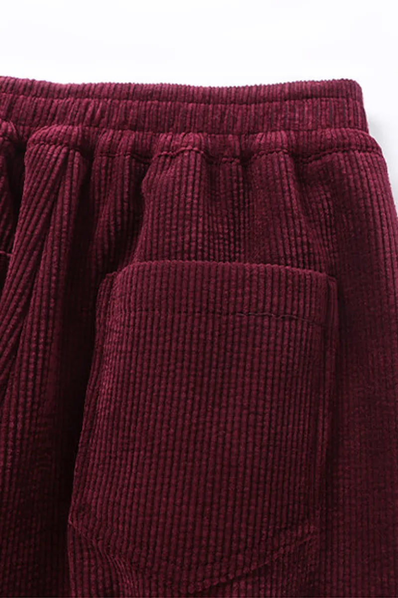 Comfy Fleece-Lined Brown Wide Leg Corduroy Pants