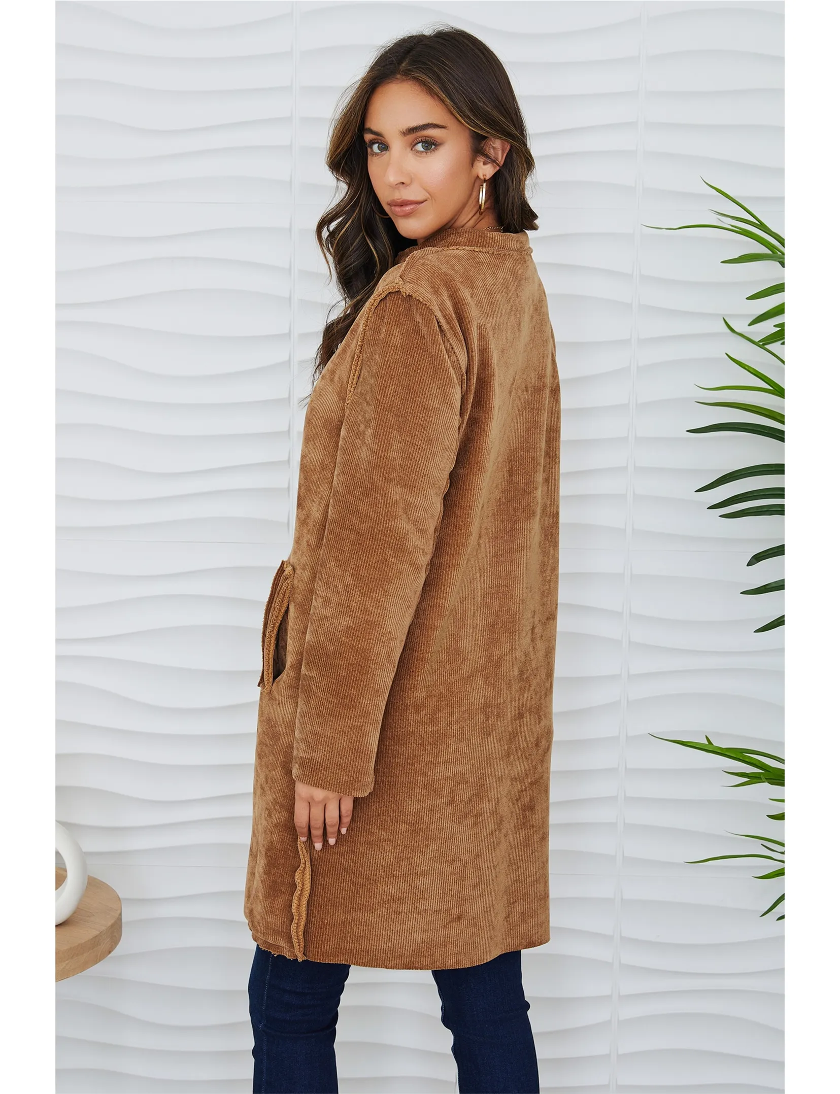 Cozy Corduroy Coat, Camel