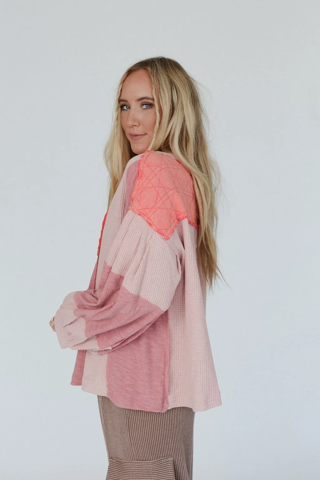 Cozy Oasis Multi Color Top - Coral