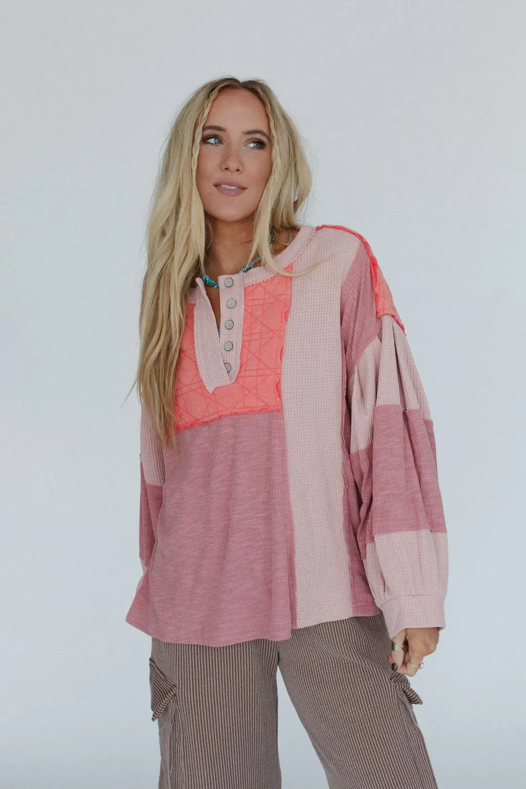 Cozy Oasis Multi Color Top - Coral