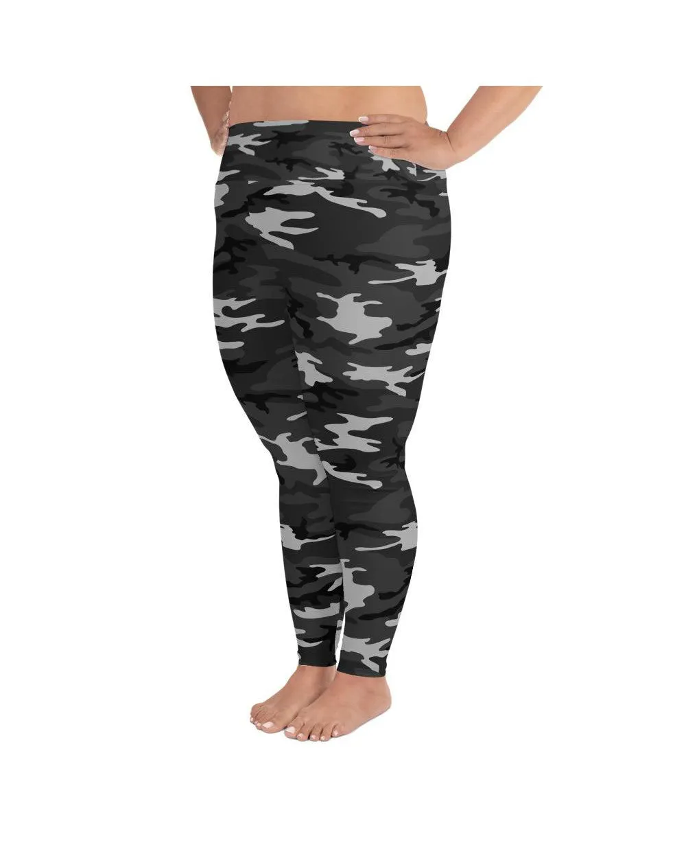 Dark Grey Camo Plus Size Leggings