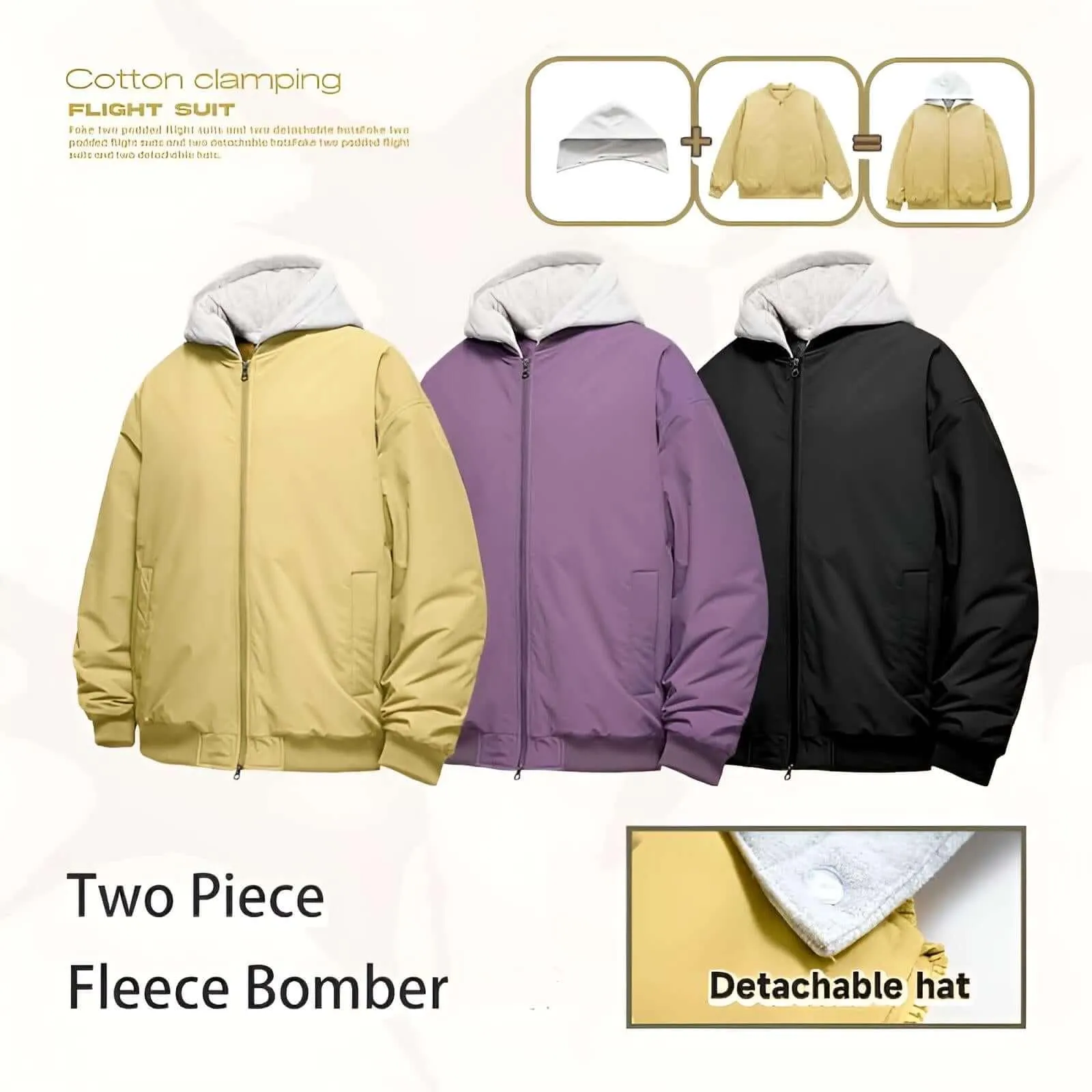 Detachable Hooded Bomber Coats For Men and Women