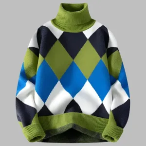 Diamond Sweater: Top-Quality Men's Turtleneck Sweater for Ultimate Warmth and Style.