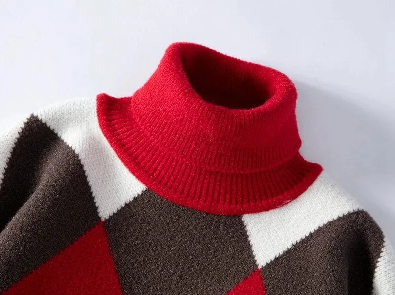 Diamond Sweater: Top-Quality Men's Turtleneck Sweater for Ultimate Warmth and Style.