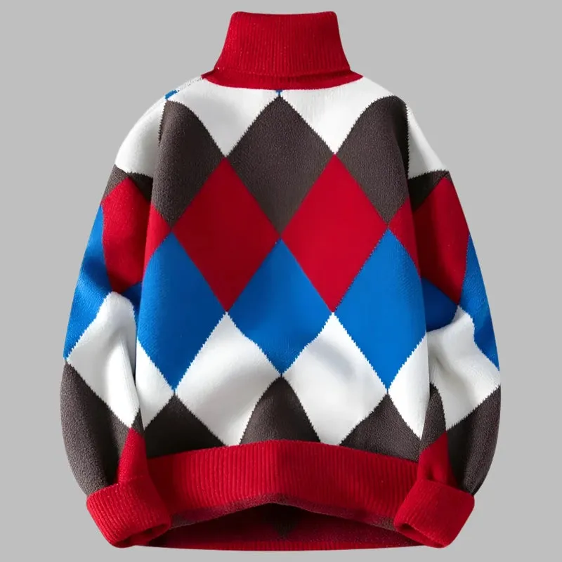 Diamond Sweater: Top-Quality Men's Turtleneck Sweater for Ultimate Warmth and Style.