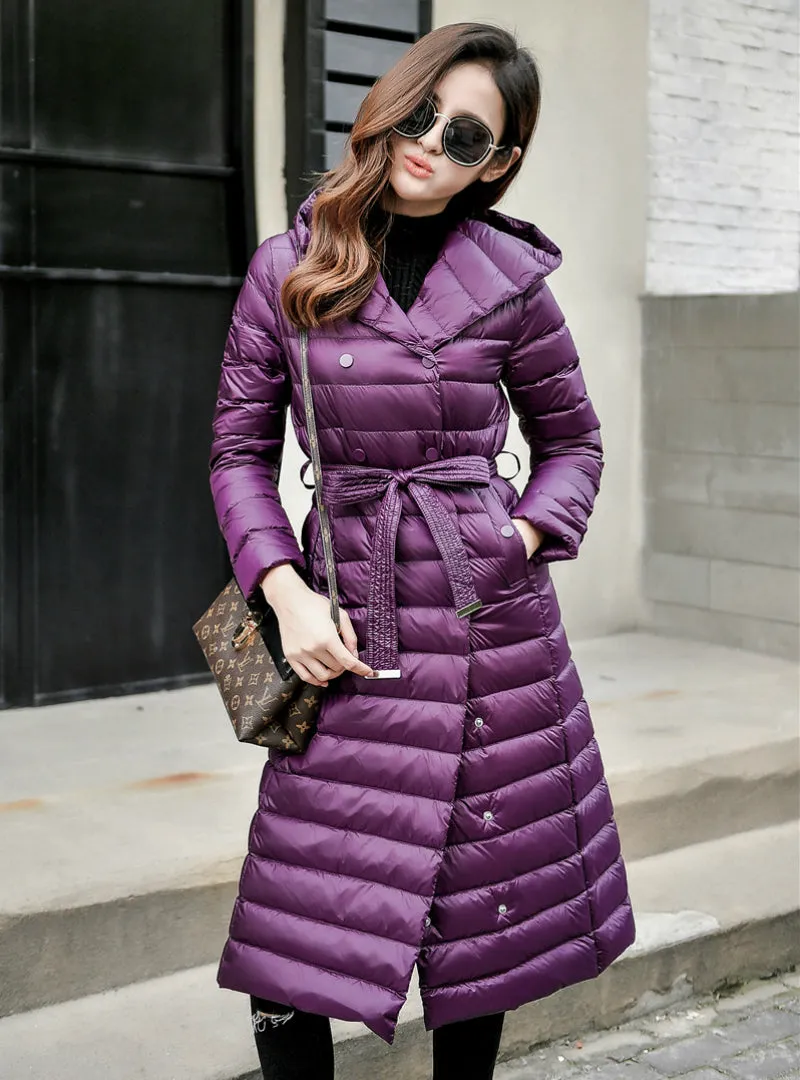 Down Jacket Female Vintage A line Overcoat Ultralight