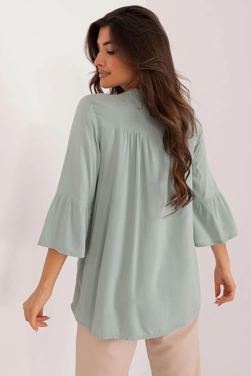 Elegant Eco-Friendly Viscose Blouse with Stylish Stand-Up Collar