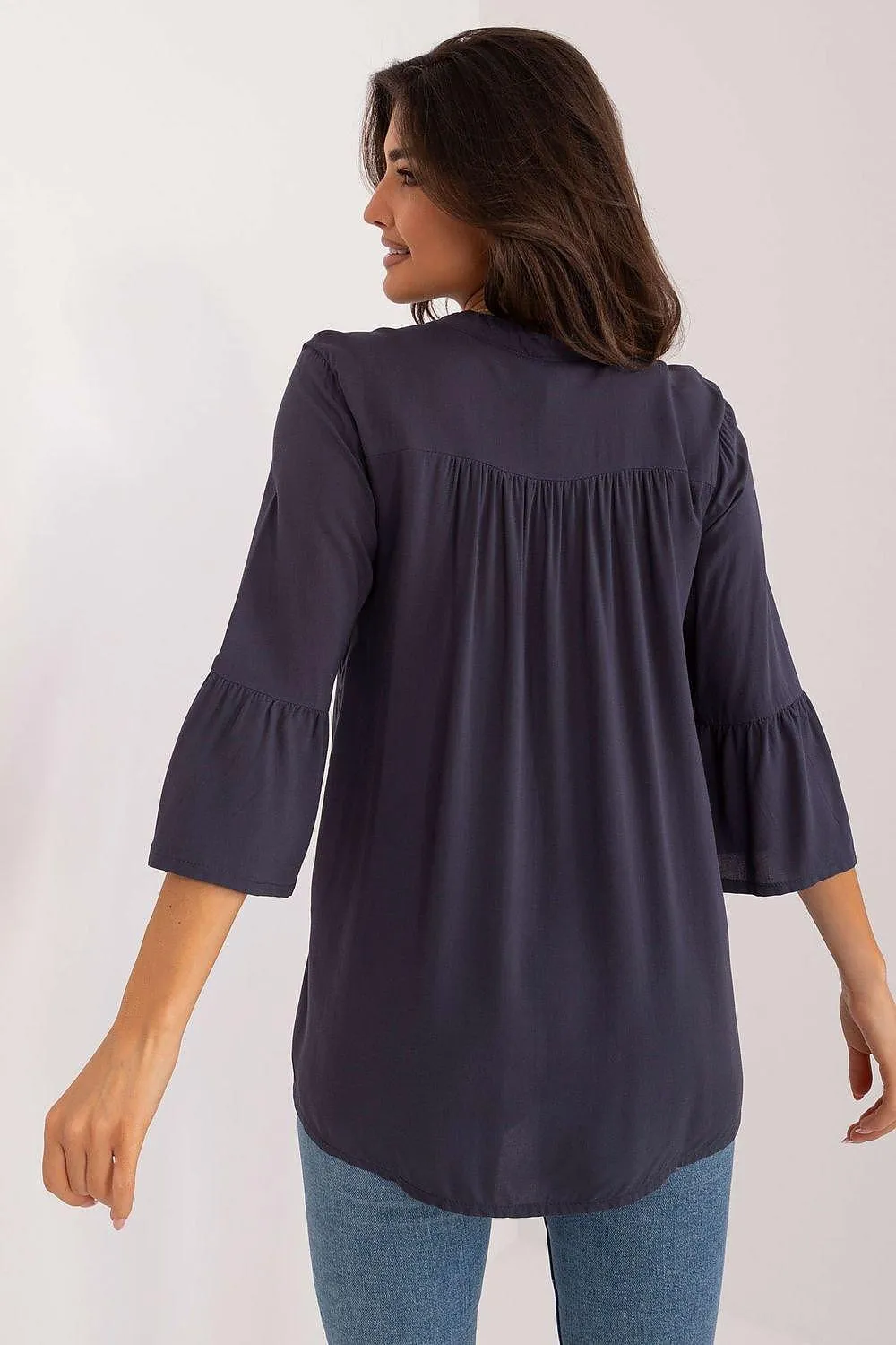 Elegant Eco-Friendly Viscose Blouse with Stylish Stand-Up Collar