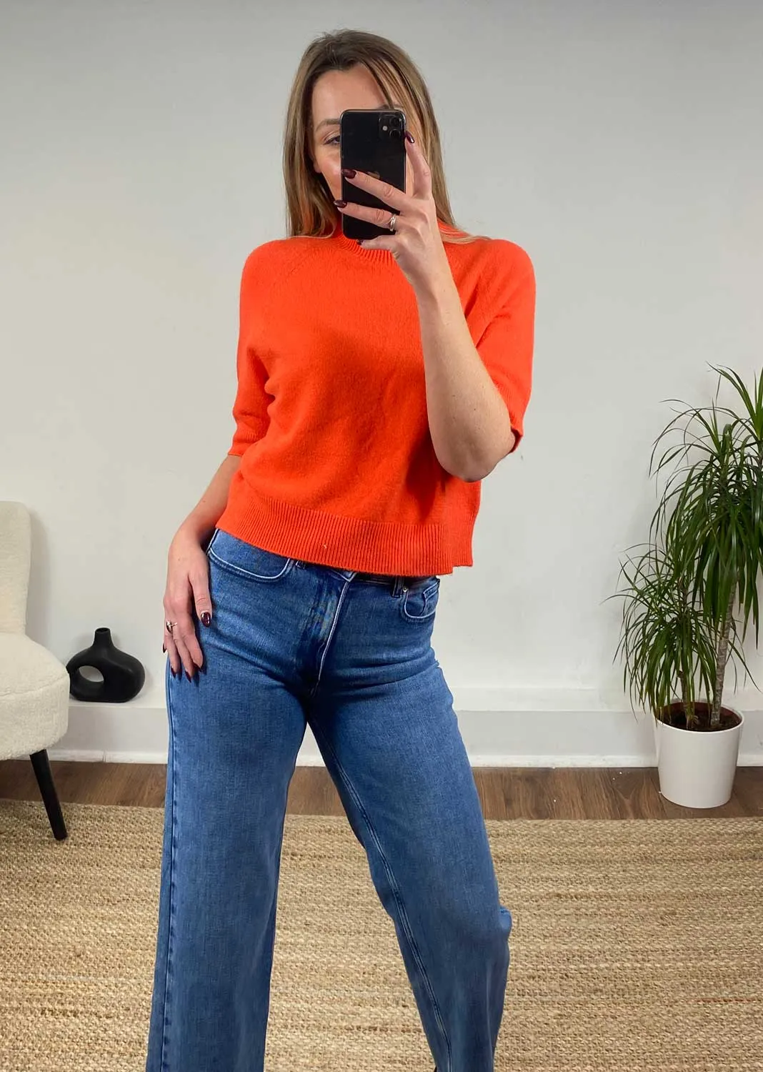 Elle Soft Knit Top in Orange