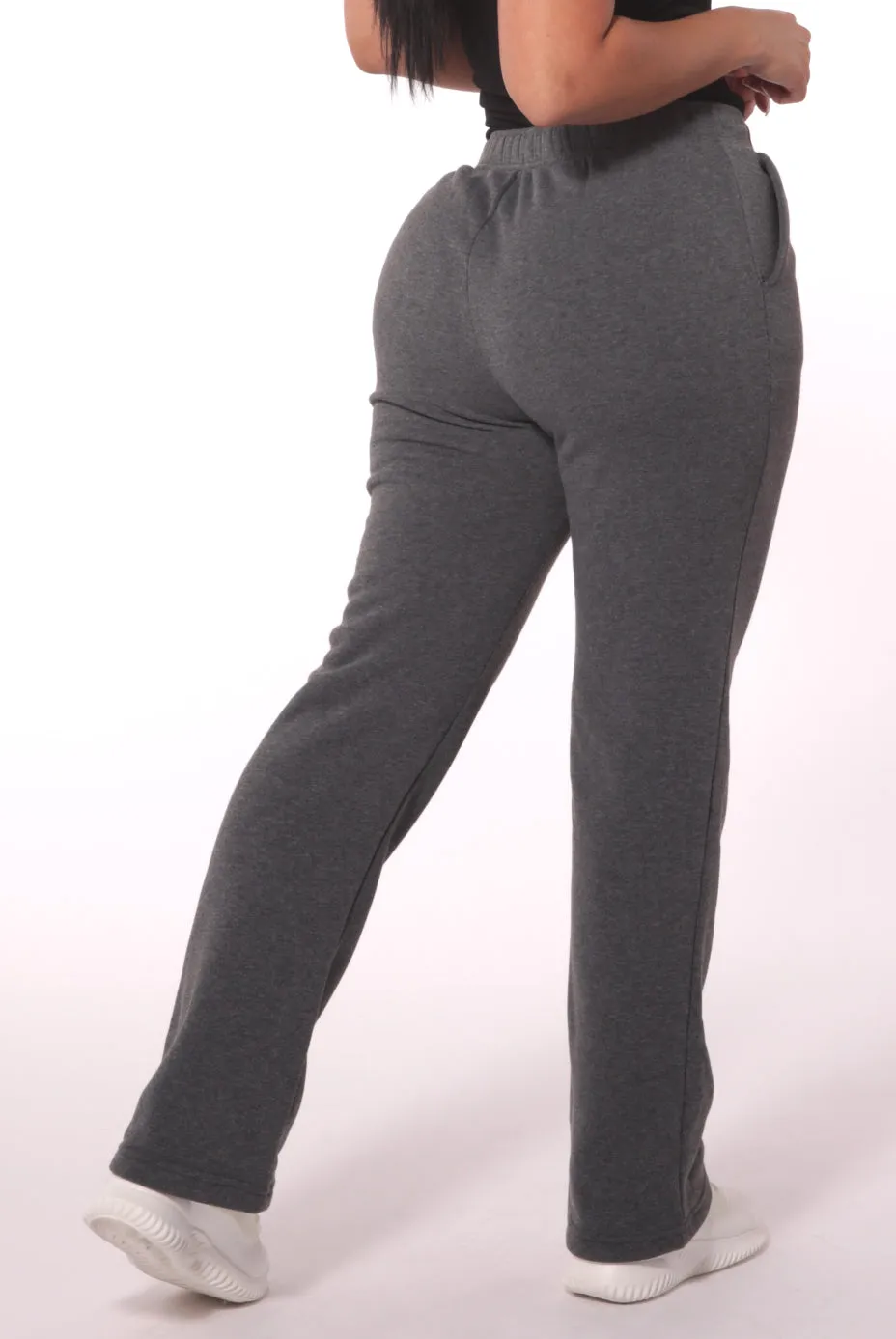 Fleece Lined Straight Leg Sweatpants - Dark Heather Grey