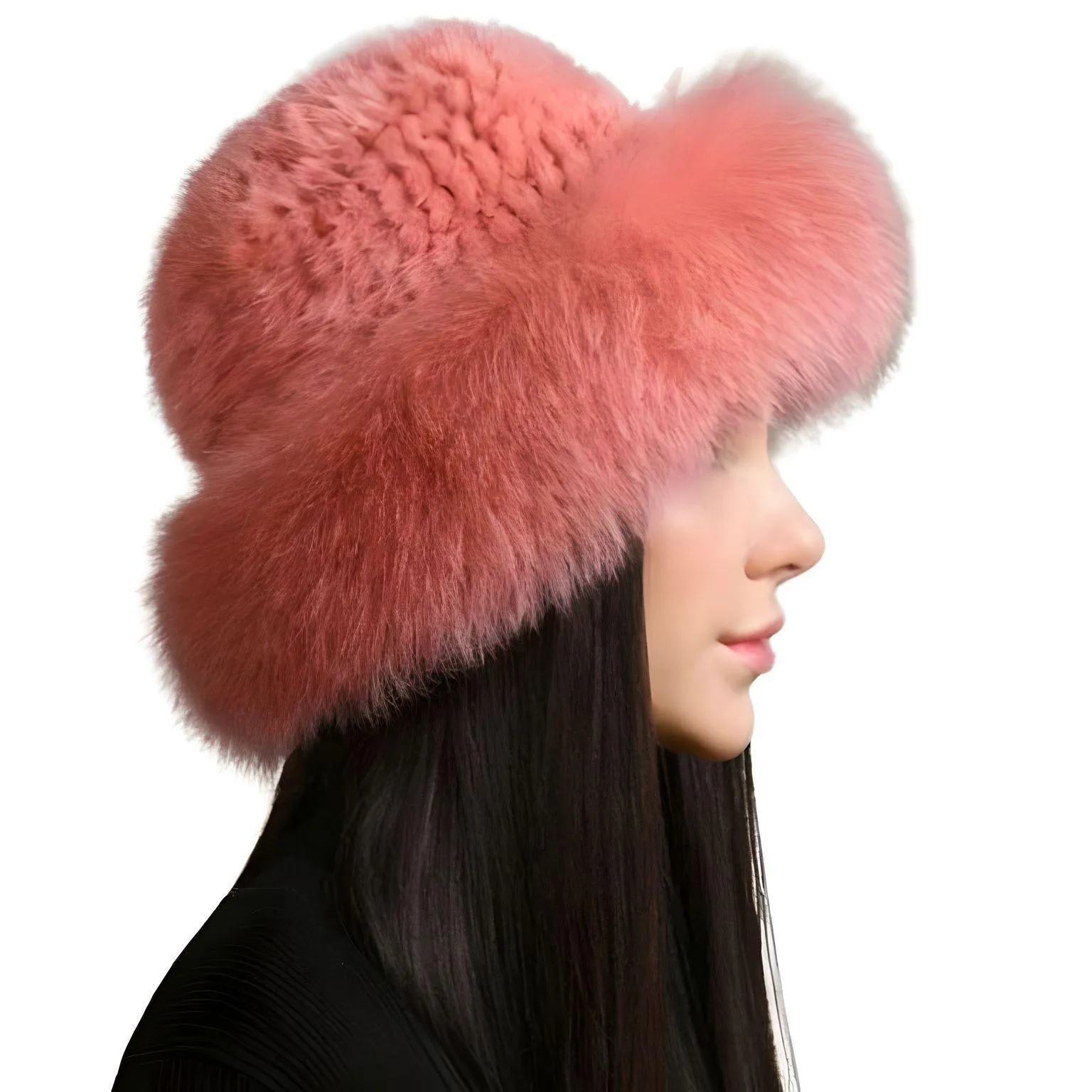 Genuine Real Natural Knitted Mink Fur Hat Cap Luxury Women's Knit Fashion Winter Headwear Warm Real Fox Fur Hats