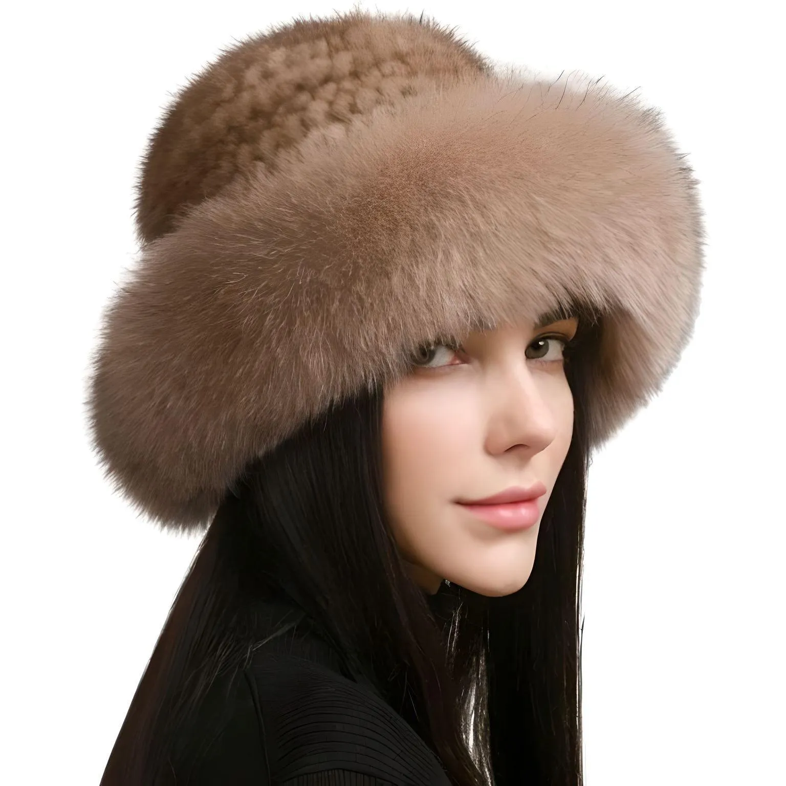 Genuine Real Natural Knitted Mink Fur Hat Cap Luxury Women's Knit Fashion Winter Headwear Warm Real Fox Fur Hats