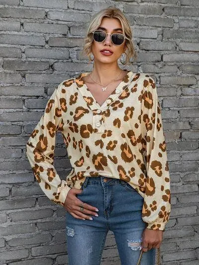 Get Wild: Leopard V-Neck Blouse for Stylish Statements