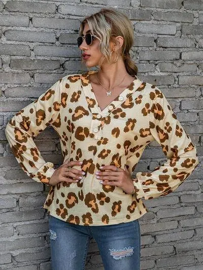 Get Wild: Leopard V-Neck Blouse for Stylish Statements