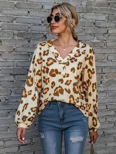 Get Wild: Leopard V-Neck Blouse for Stylish Statements