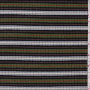 Grass/Navy/Blue Stripe Poor Boy Rib Knit Fabric