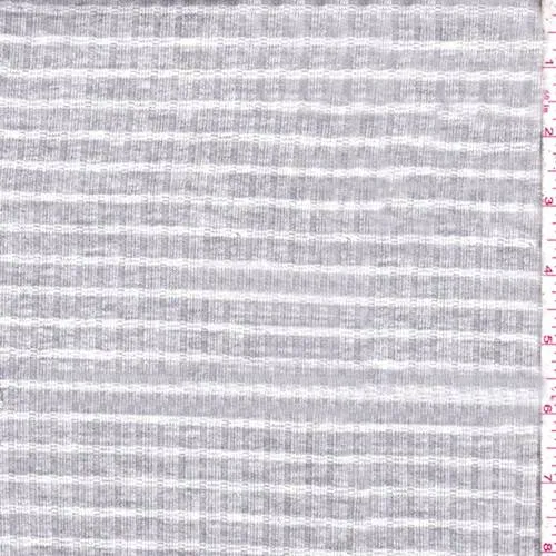 Gravel Grey/White Stripe Poor Boy Rib Knit Fabric