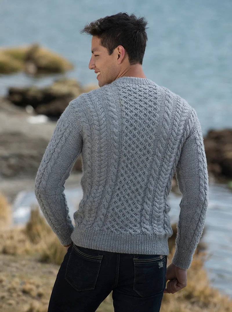 Gray Alpaca Crewneck Sweater for Men