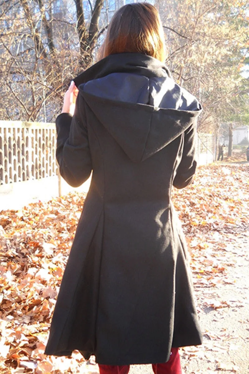 High-end Vintage Gothic Slim Wool Elegant Trench Coat