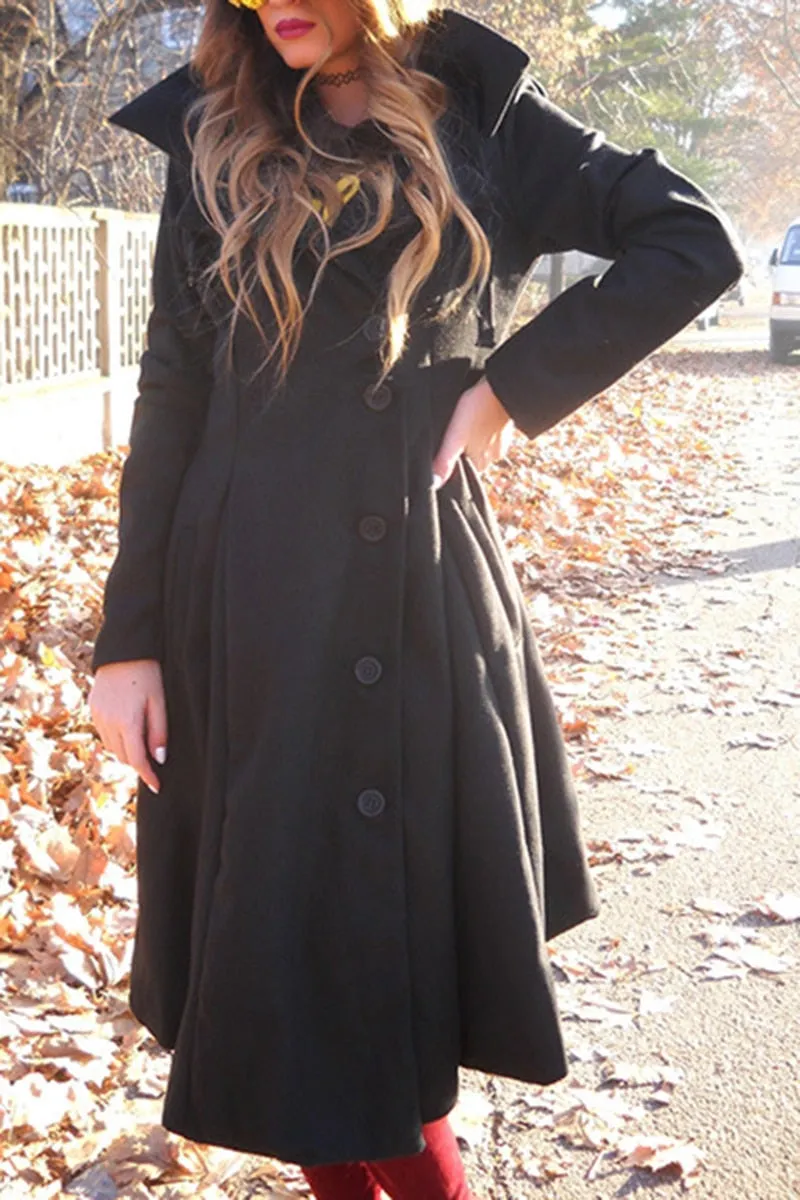 High-end Vintage Gothic Slim Wool Elegant Trench Coat