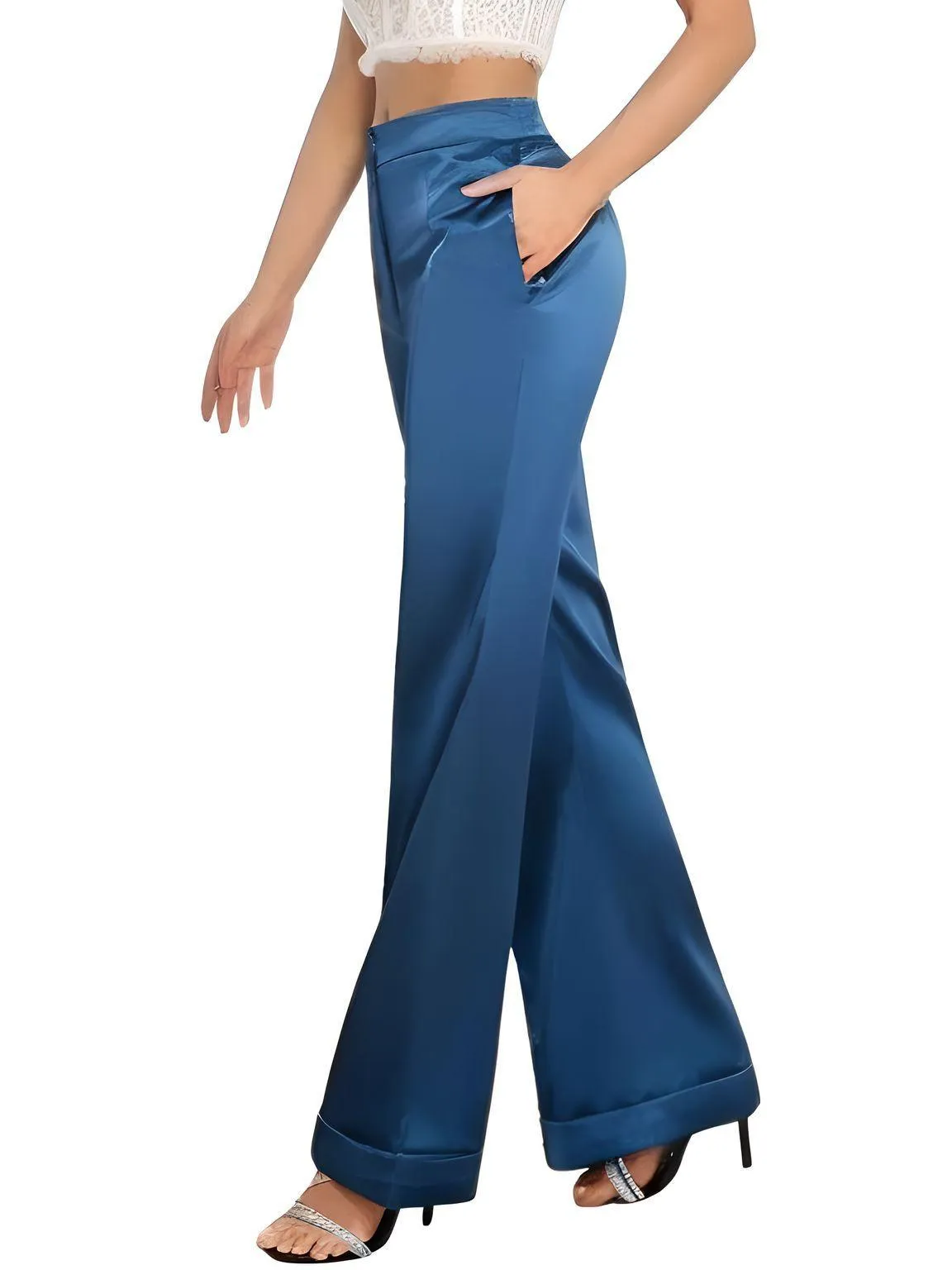 High Waist Women's Flare Leg Satin Pants Elegant Luxury Elegant Spring and Autumn Pants For Women