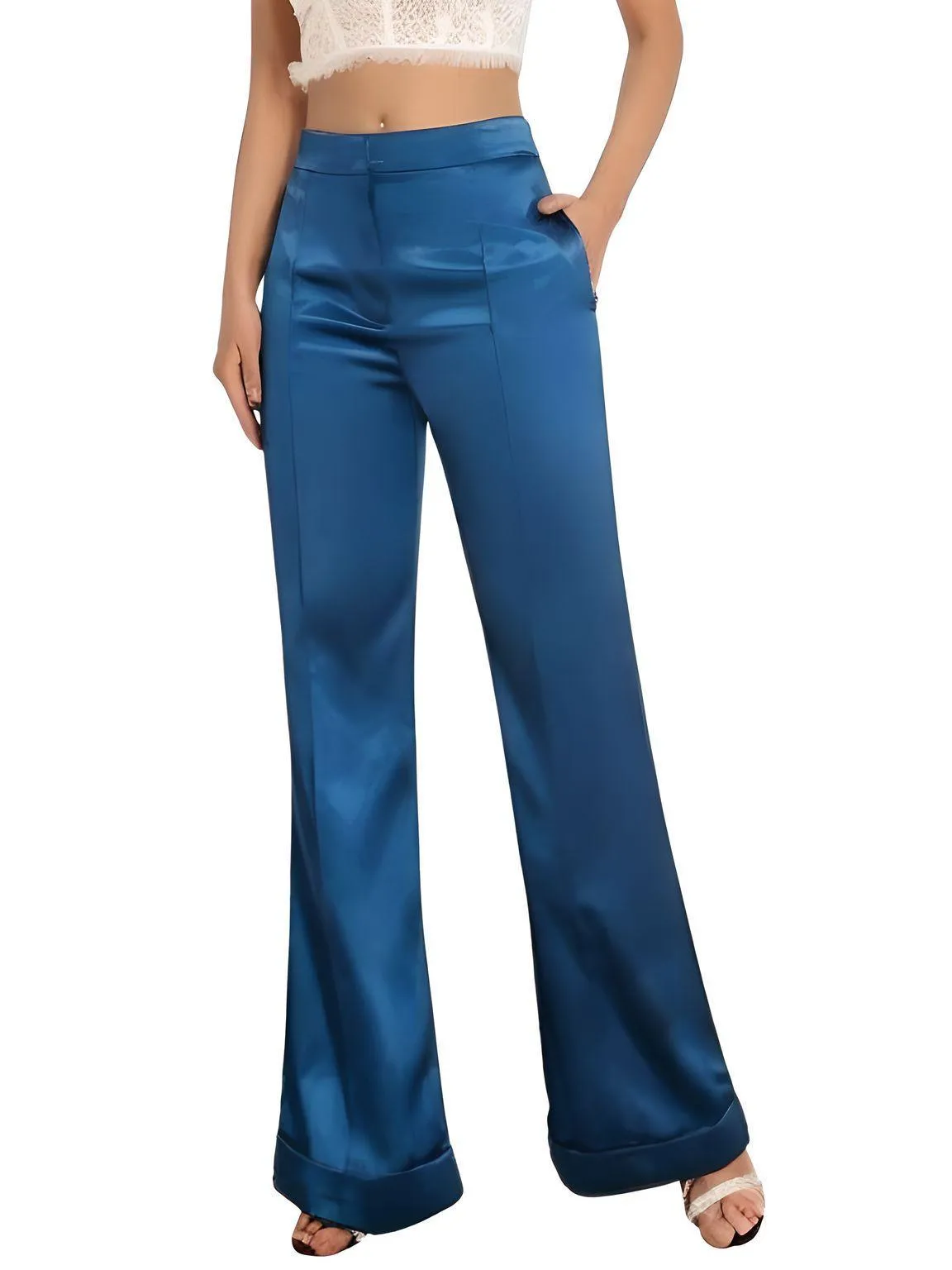 High Waist Women's Flare Leg Satin Pants Elegant Luxury Elegant Spring and Autumn Pants For Women