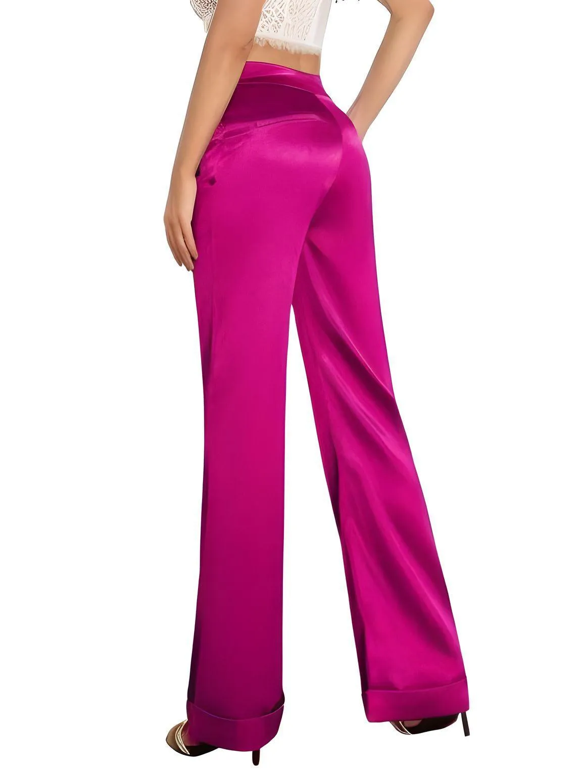 High Waist Women's Flare Leg Satin Pants Elegant Luxury Elegant Spring and Autumn Pants For Women