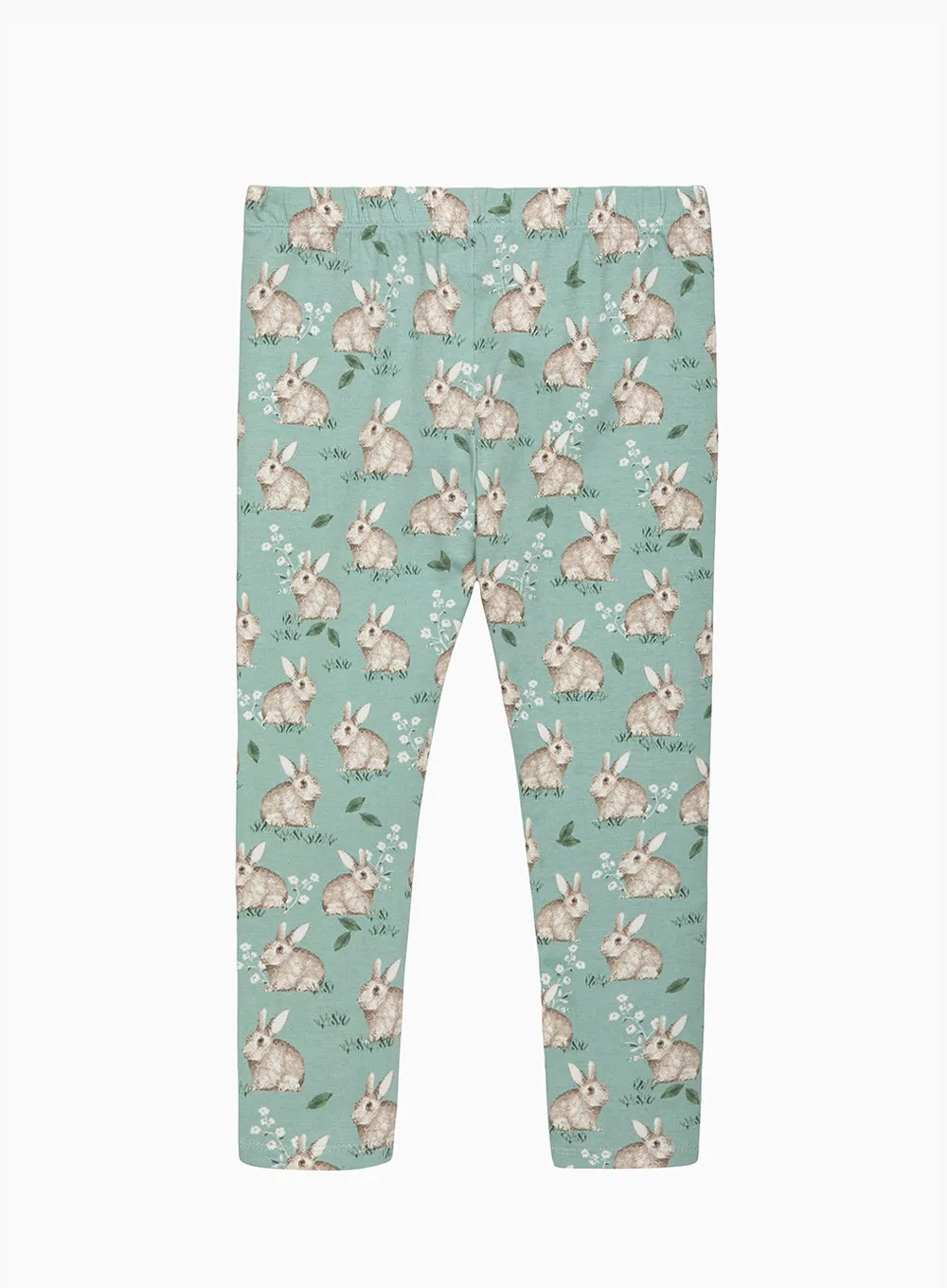 Jersey Leggings in Pale Green Bunny