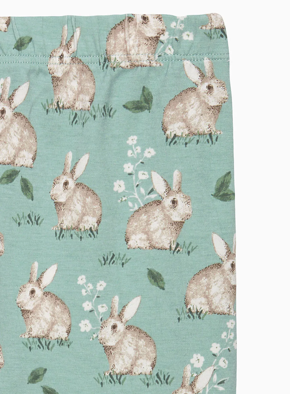 Jersey Leggings in Pale Green Bunny