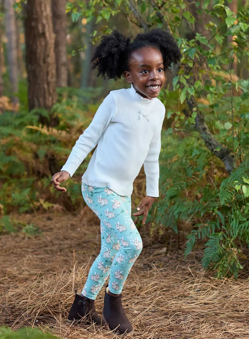 Jersey Leggings in Pale Green Bunny