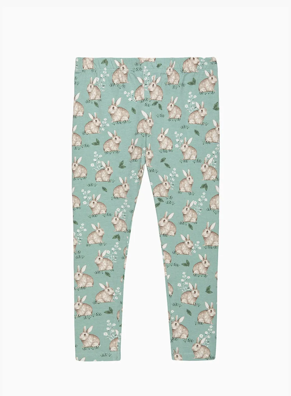 Jersey Leggings in Pale Green Bunny