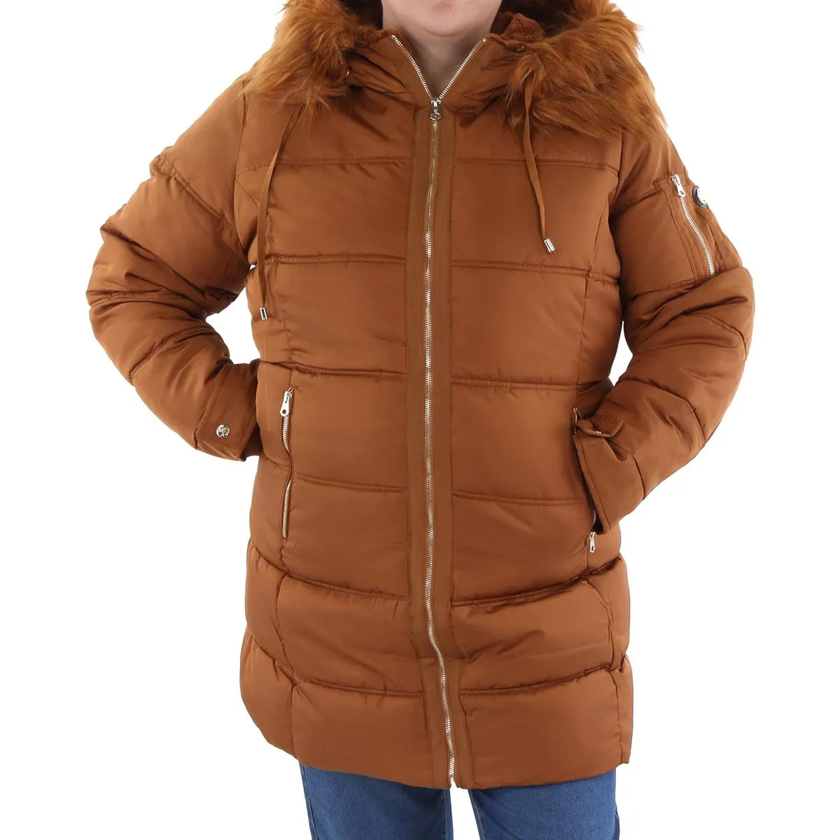 Jessica Simpson Womens Plus Insulated Hooded Puffer Jacket