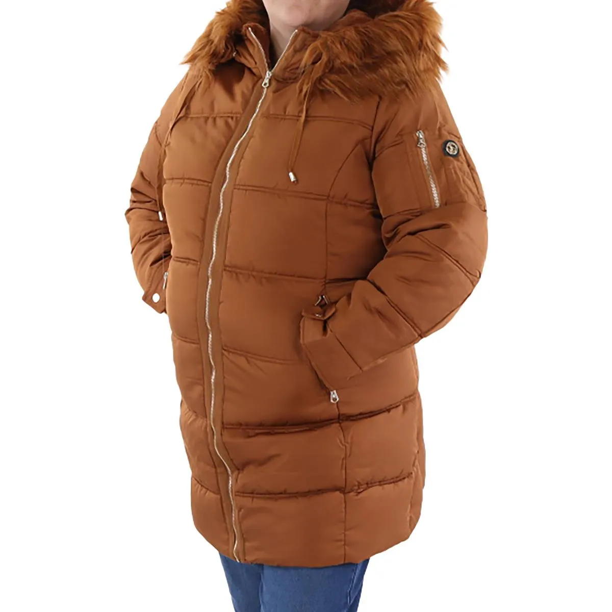 Jessica Simpson Womens Plus Insulated Hooded Puffer Jacket