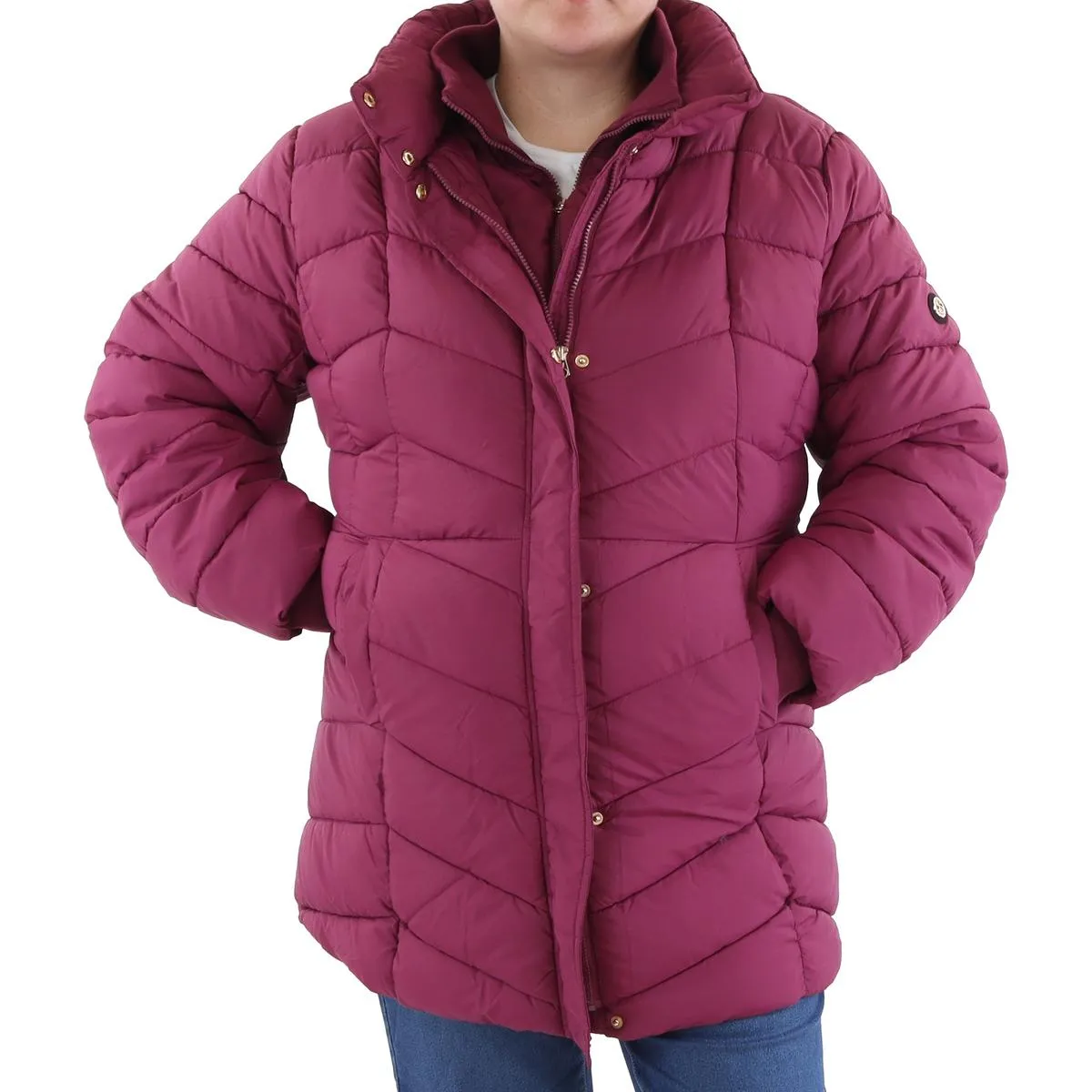 Jessica Simpson Womens Plus Insulated Long Sleeve Puffer Jacket