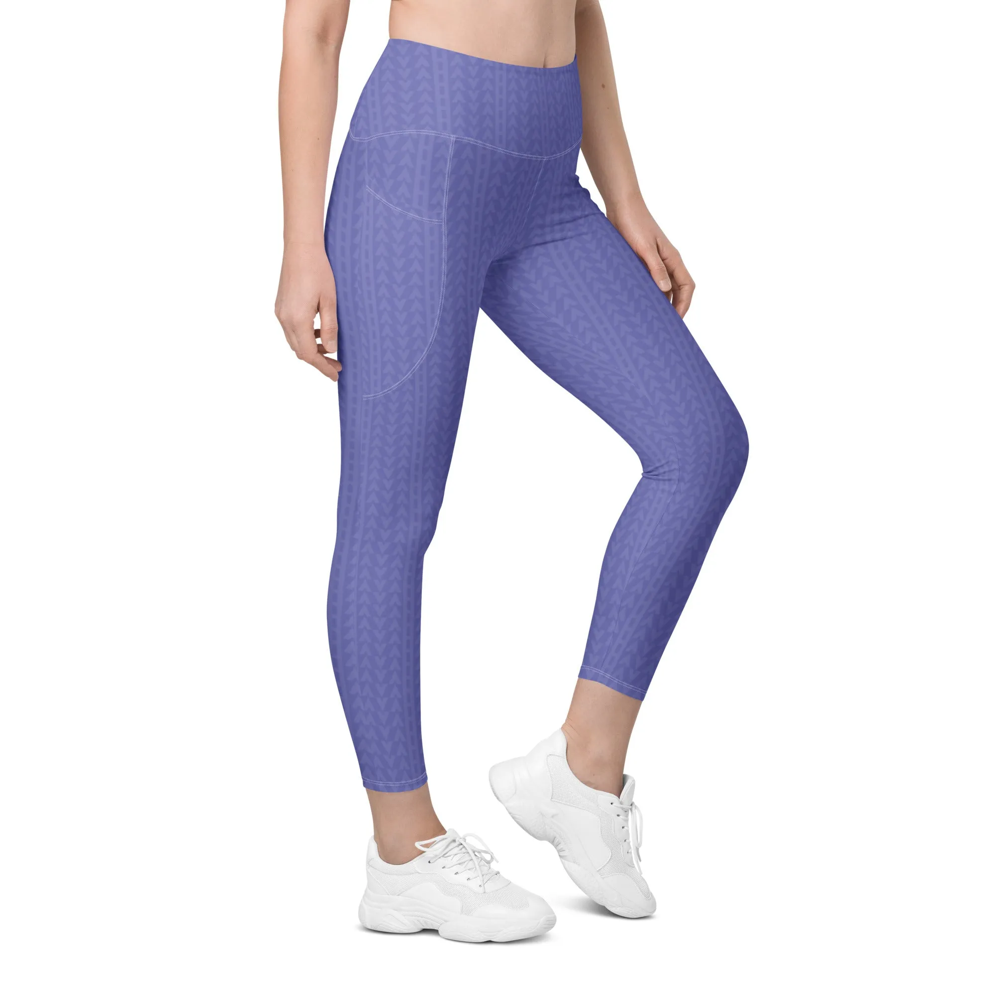 Lavender Bloom High Waisted Leggings with Pockets