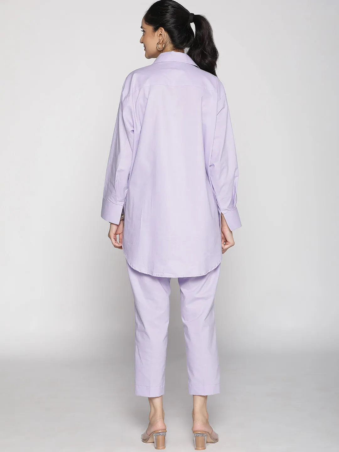 Lavender Poplin OversizedShirt & Tapered Pants