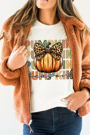 Leopard Bow Pumpkin Season T Shirt