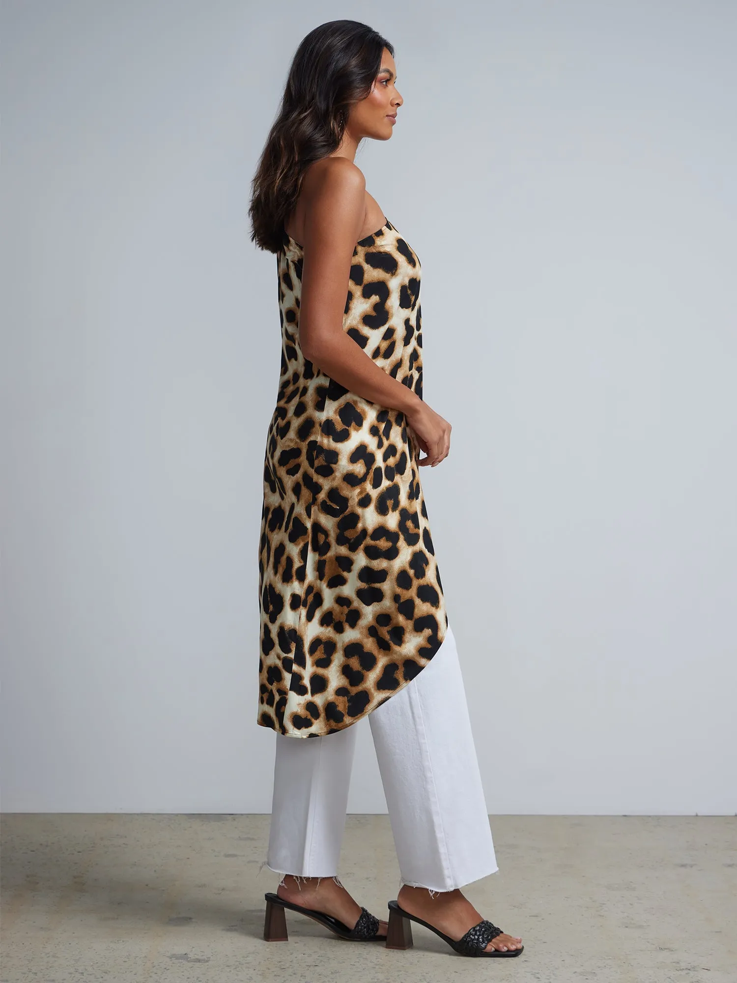 Leopard-Print One-Shoulder Maxi Blouse