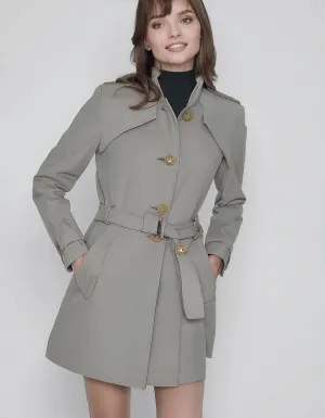 Light Gray Belted Trench Coats