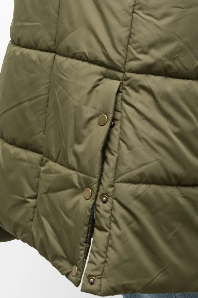 Long Line Puffer Jacket Green